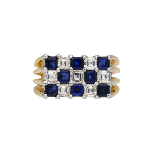 Oscar Heyman Bros. Platinum & 18KT Yellow Gold American 1960s Sapphire & Diamond Ring front
