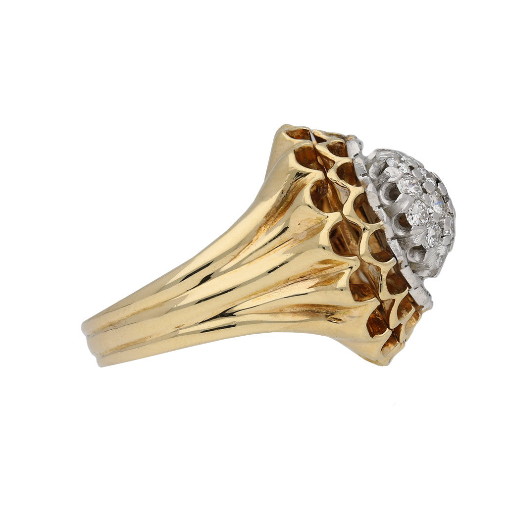 Tiffany & Co. American 1960s Platinum & 18KT Yellow Gold Diamond Ring side