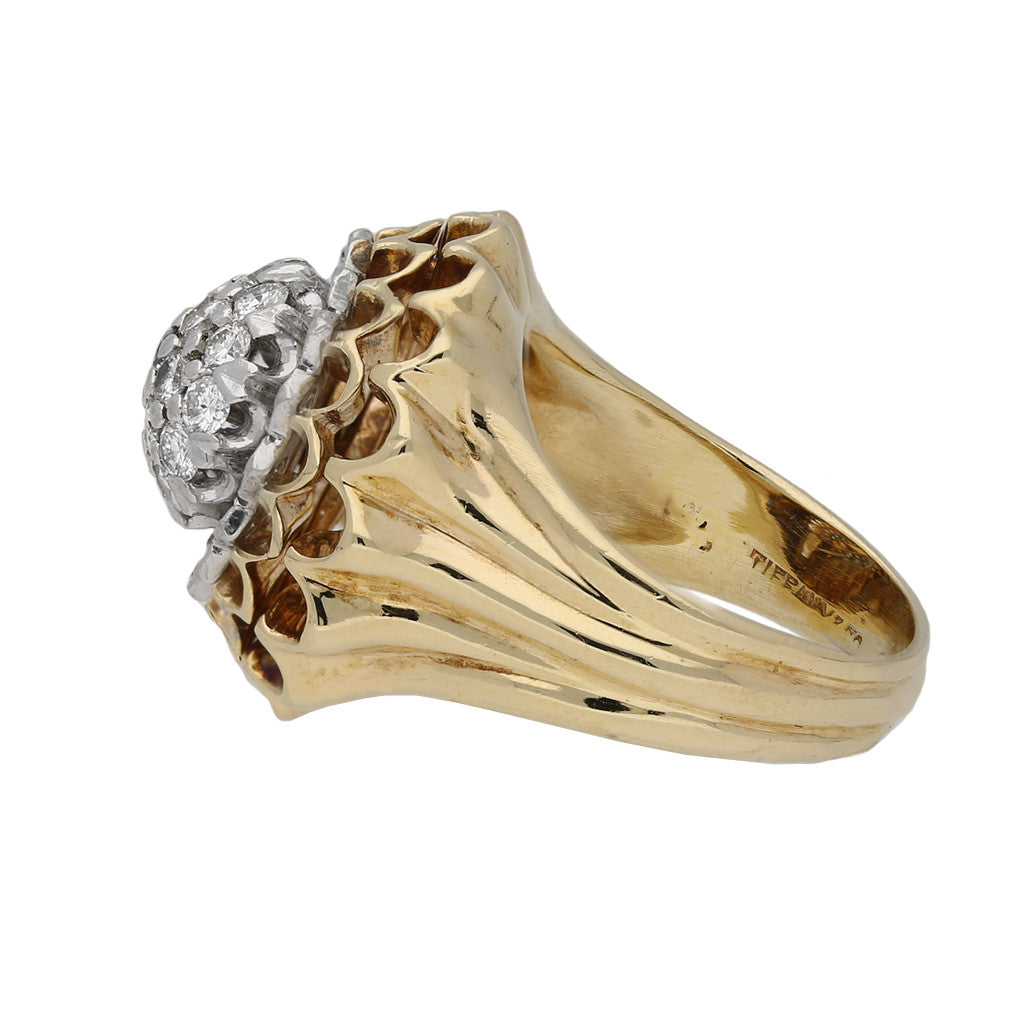 Tiffany & Co. American 1960s Platinum & 18KT Yellow Gold Diamond Ring signature