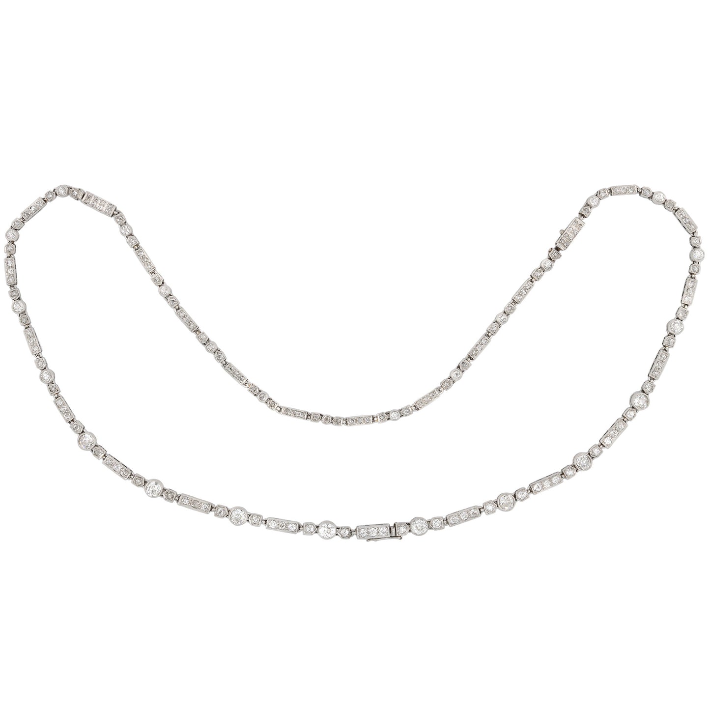 Art Deco Platinum & 18KT White Gold Diamond Necklace front