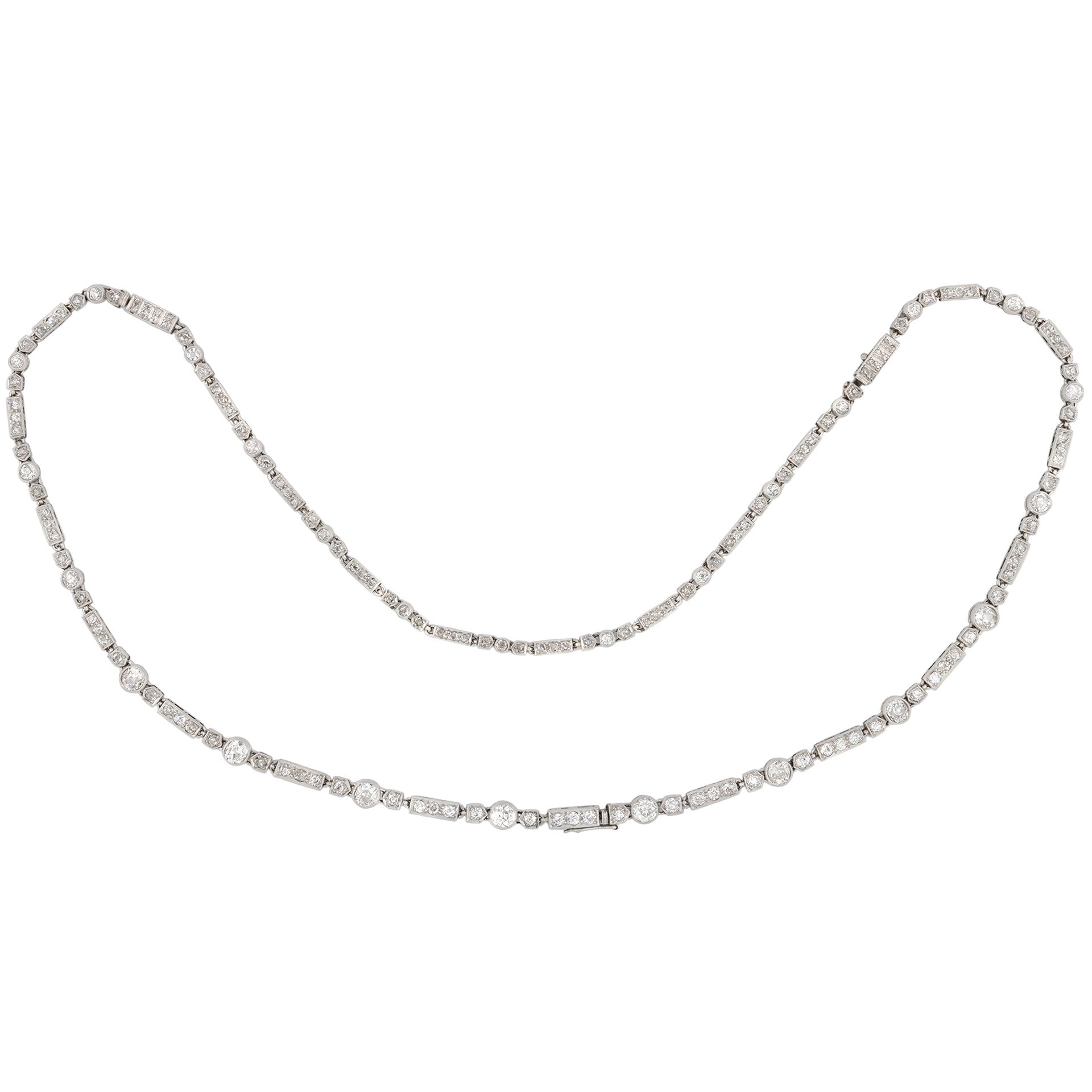 Art Deco Platinum & 18KT White Gold Diamond Necklace front