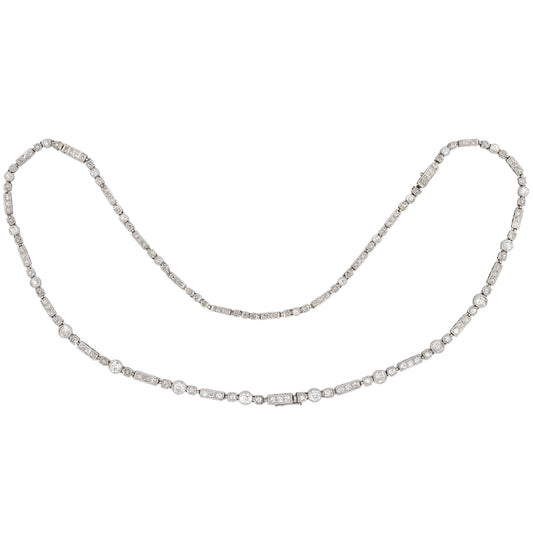 Art Deco Platinum & 18KT White Gold Diamond Necklace front