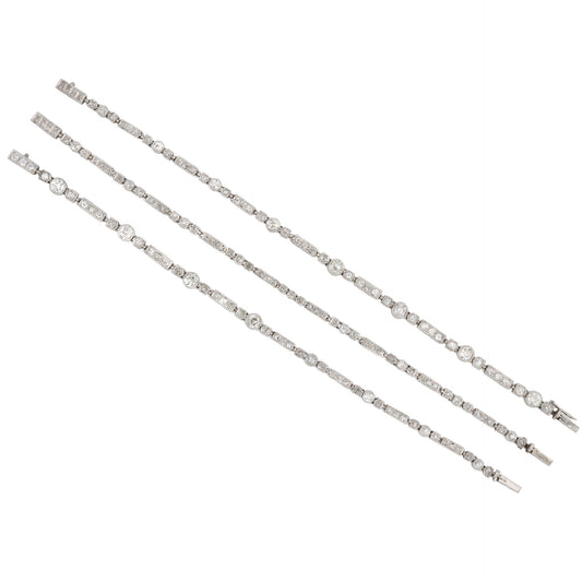 Art Deco Platinum & 18KT White Gold Diamond Necklace front