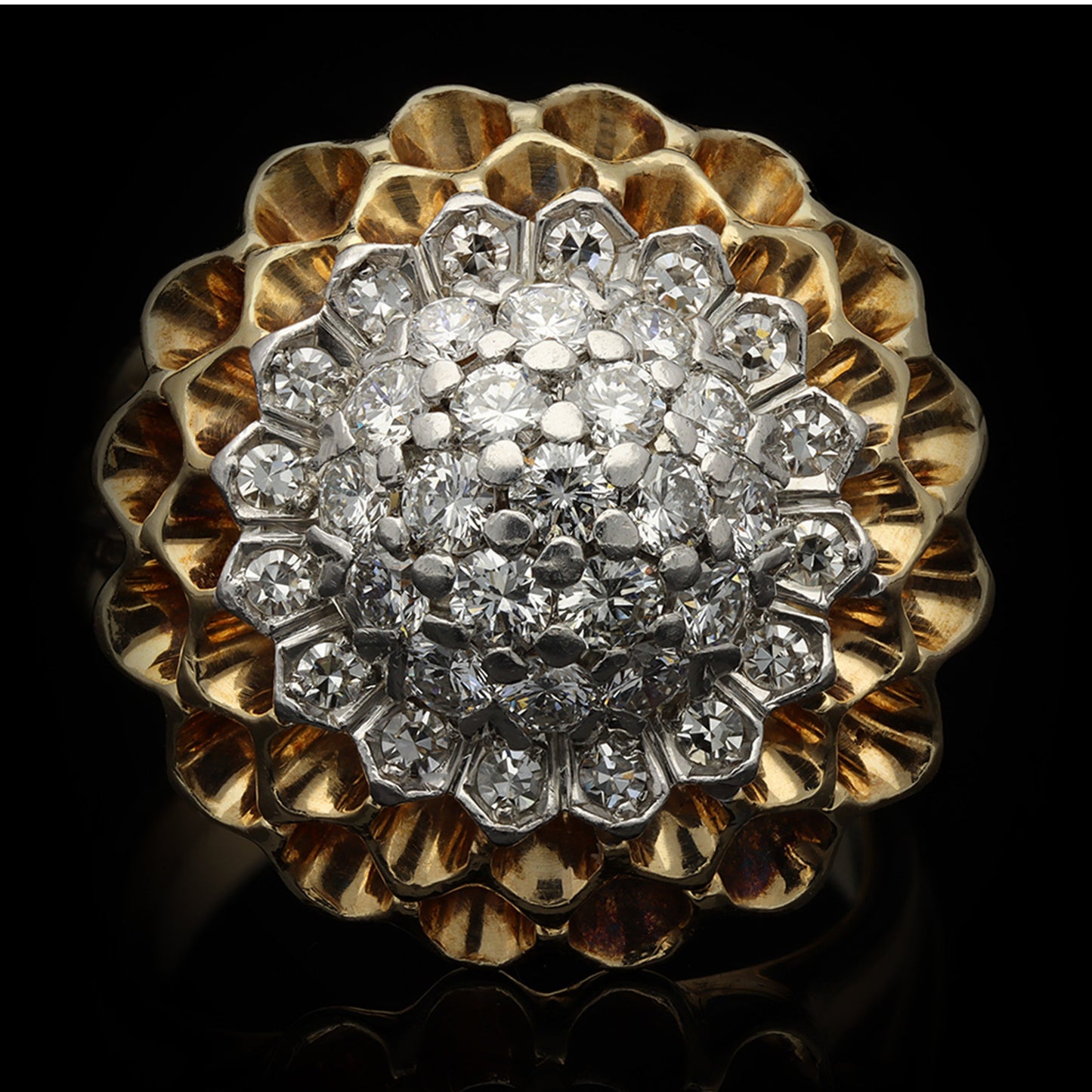 Tiffany & Co. American 1960s Platinum & 18KT Yellow Gold Diamond Ring front