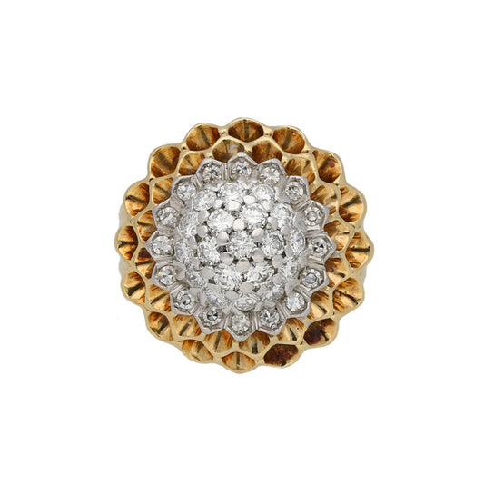 Tiffany & Co. American 1960s Platinum & 18KT Yellow Gold Diamond Ring front