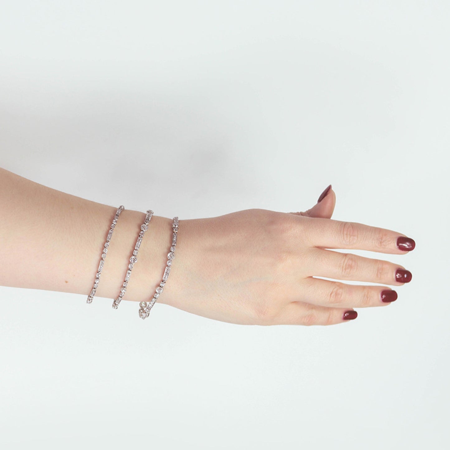 Art Deco Platinum & 18KT White Gold Diamond Necklace on wrist