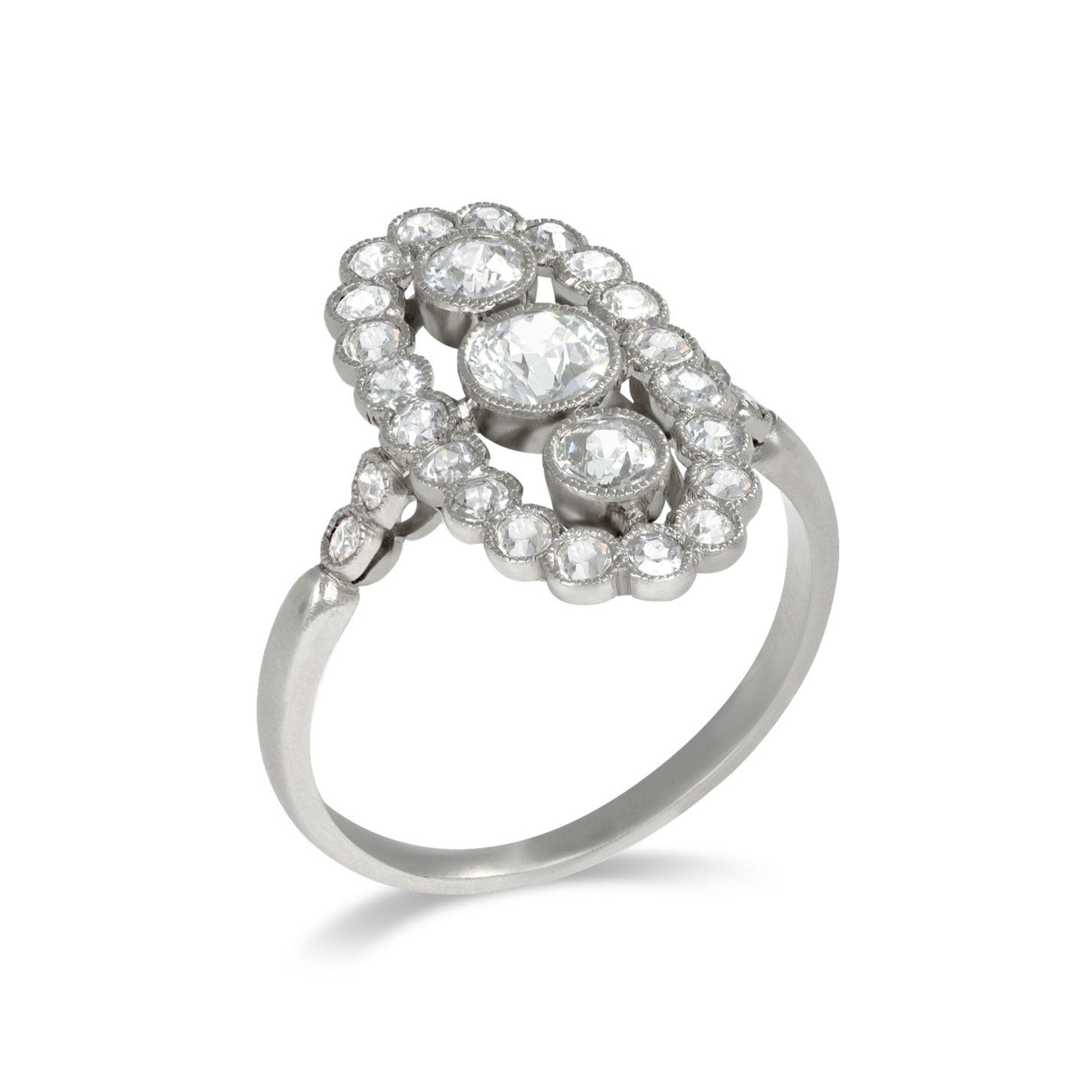 Maurice Silberstein French Edwardian Platinum Diamond Ring profile