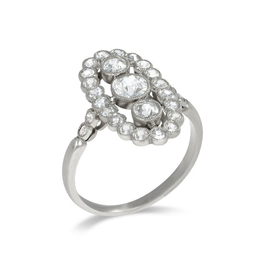 Maurice Silberstein French Edwardian Platinum Diamond Ring profile