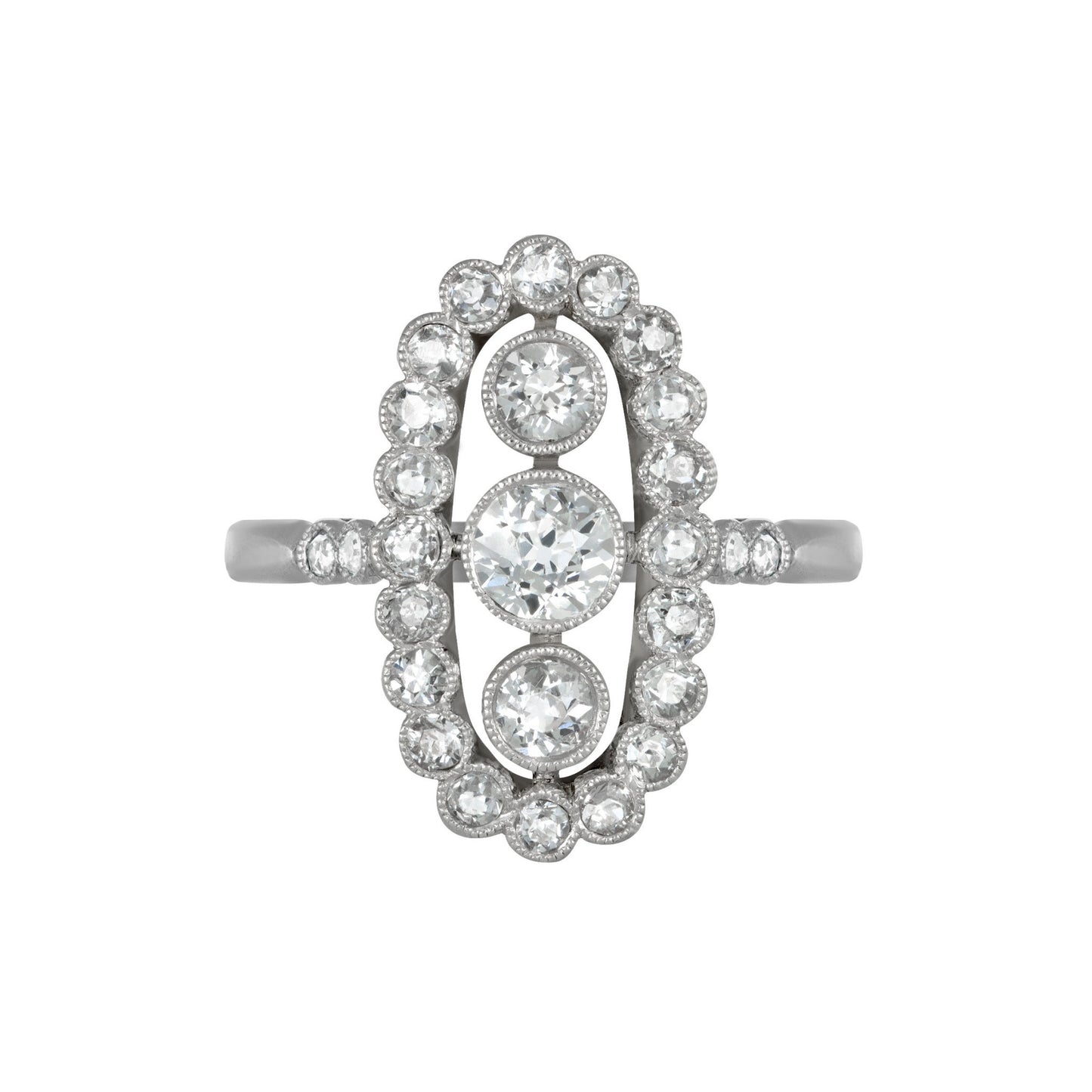 Maurice Silberstein French Edwardian Platinum Diamond Ring front