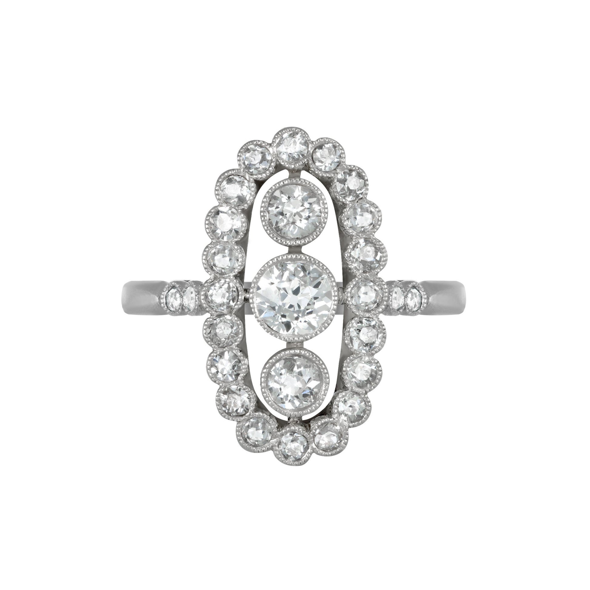 Maurice Silberstein French Edwardian Platinum Diamond Ring front