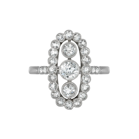 Maurice Silberstein French Edwardian Platinum Diamond Ring front
