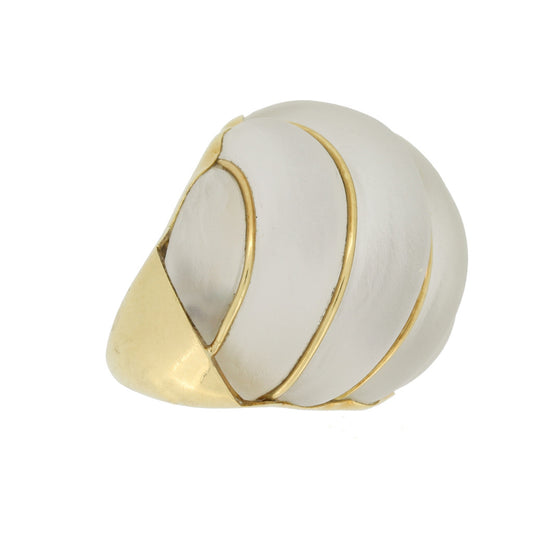1970s 18KT Yellow Gold Rock Crystal Ring side