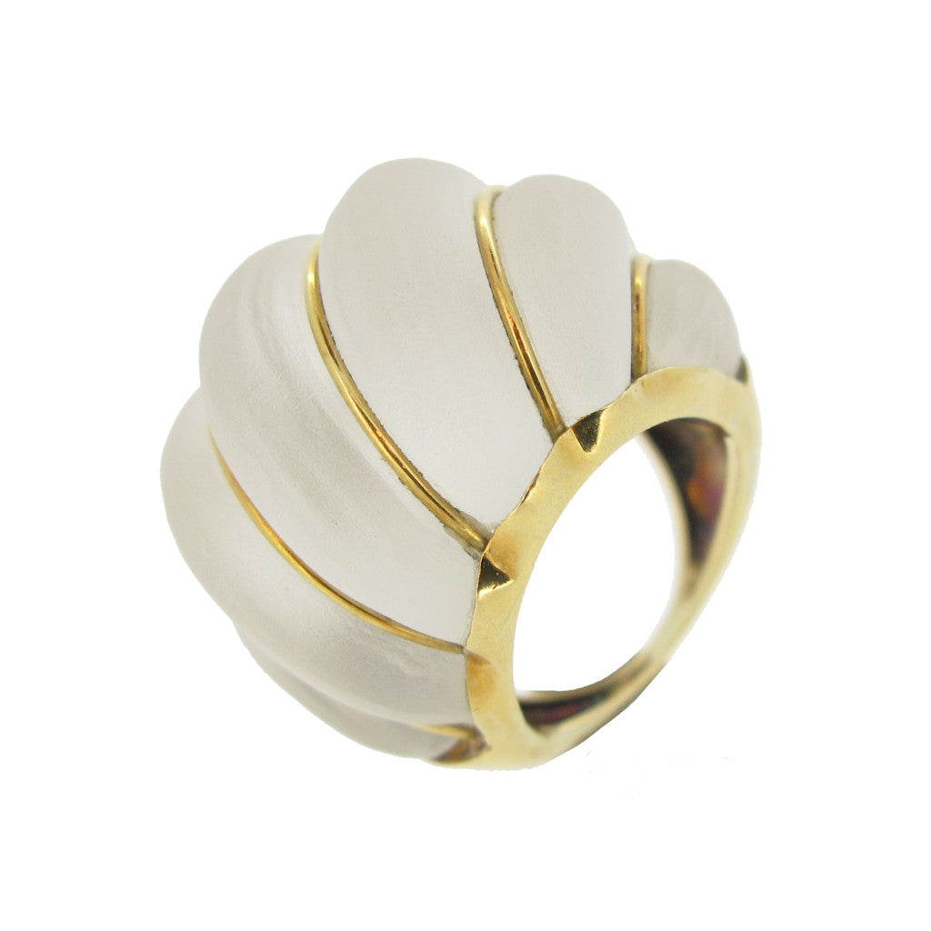 1970s 18KT Yellow Gold Rock Crystal Ring front