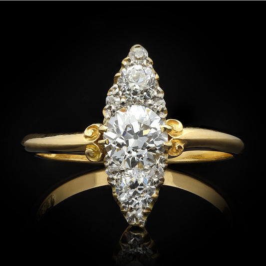 Frederick Stone Edwardian Platinum & 18KT Yellow Gold Diamond Ring front