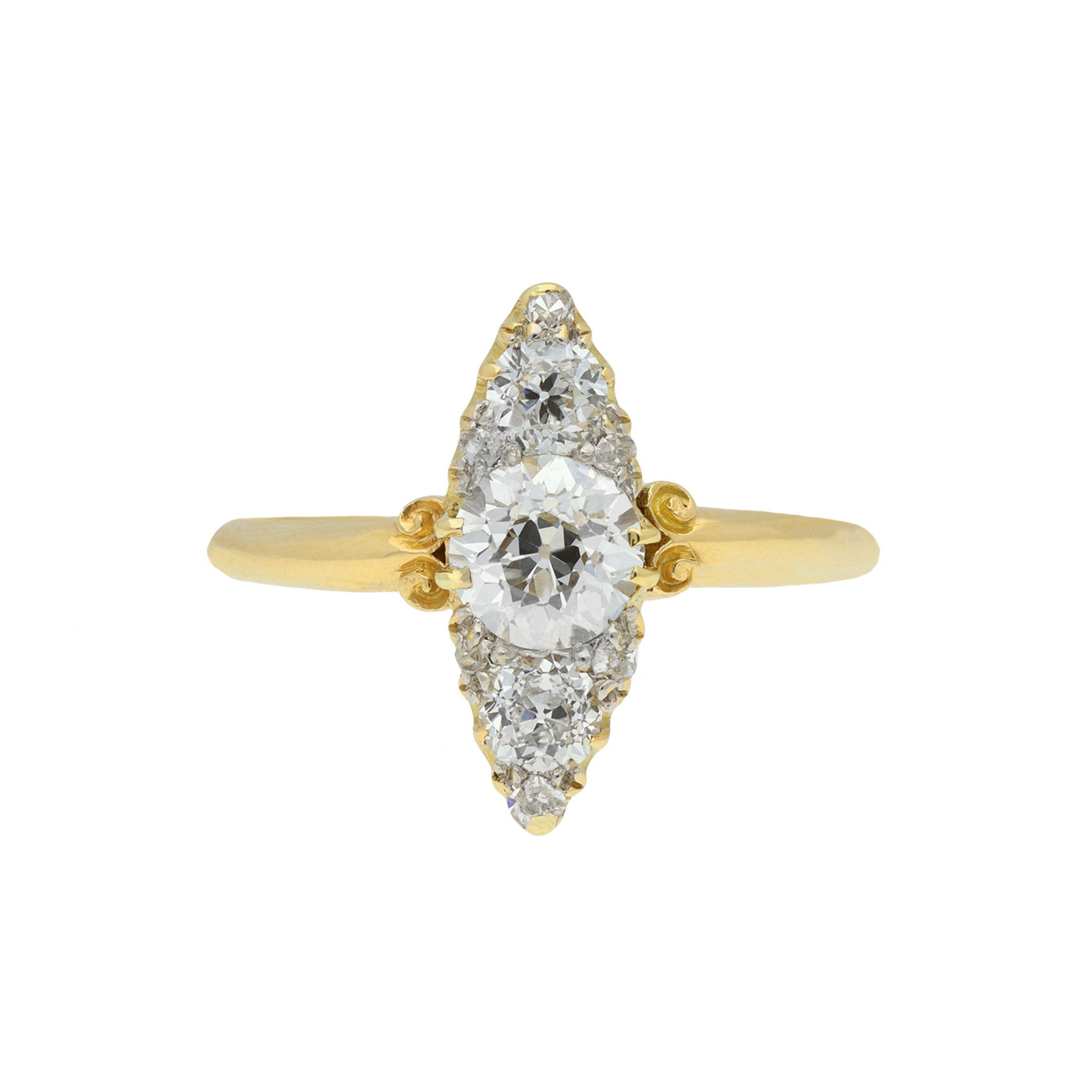 Frederick Stone Edwardian Platinum & 18KT Yellow Gold Diamond Ring front