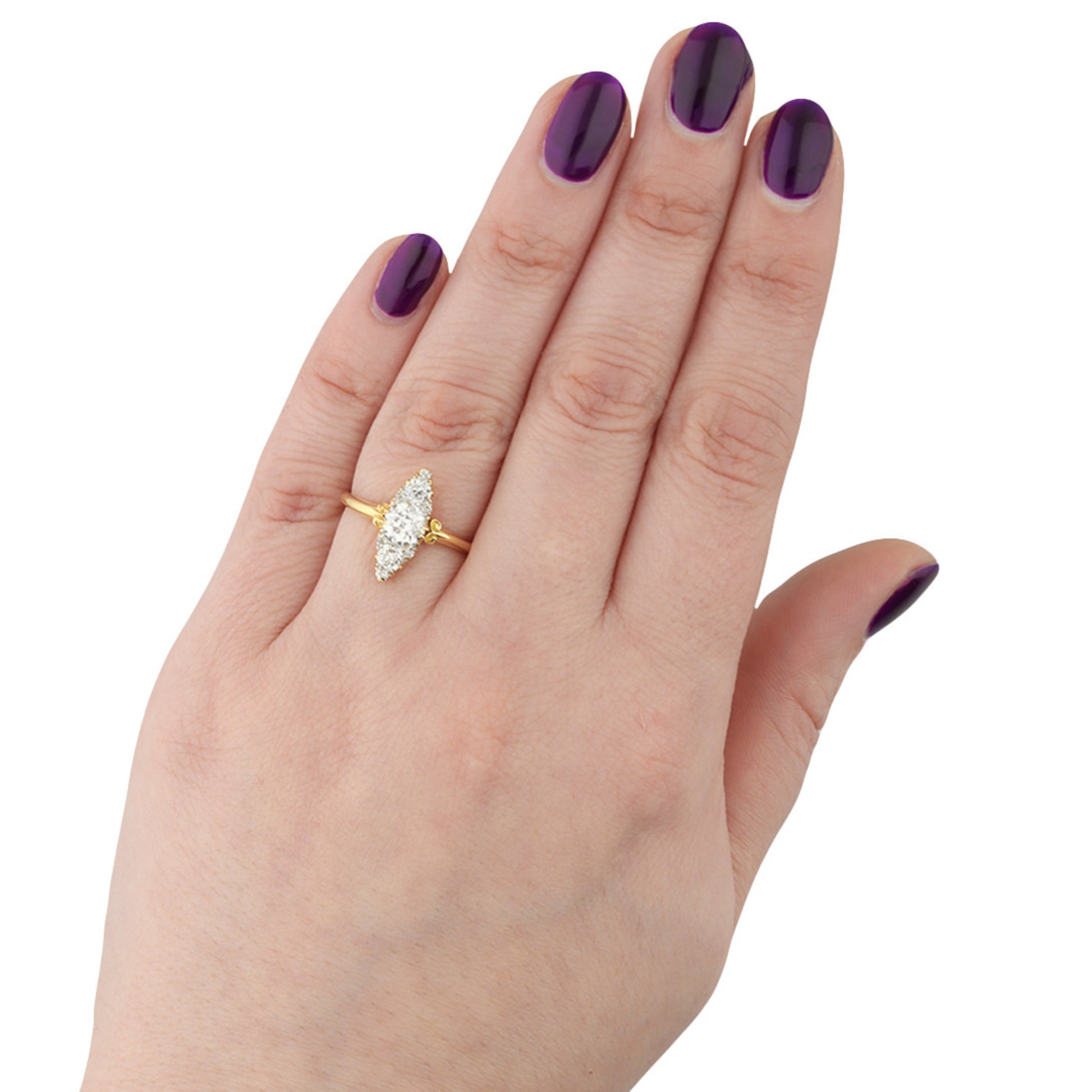 Frederick Stone Edwardian Platinum & 18KT Yellow Gold Diamond Ring on finger