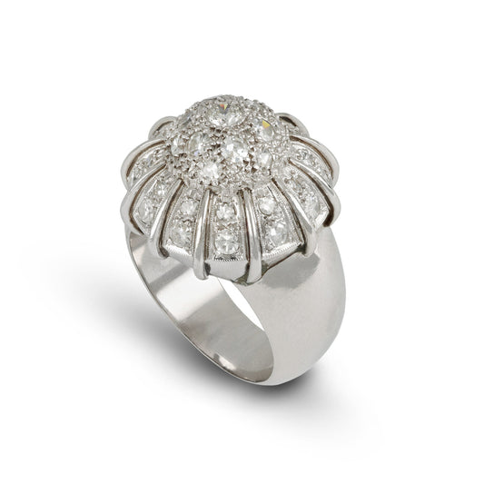 1950s Platinum Diamond Ring profile
