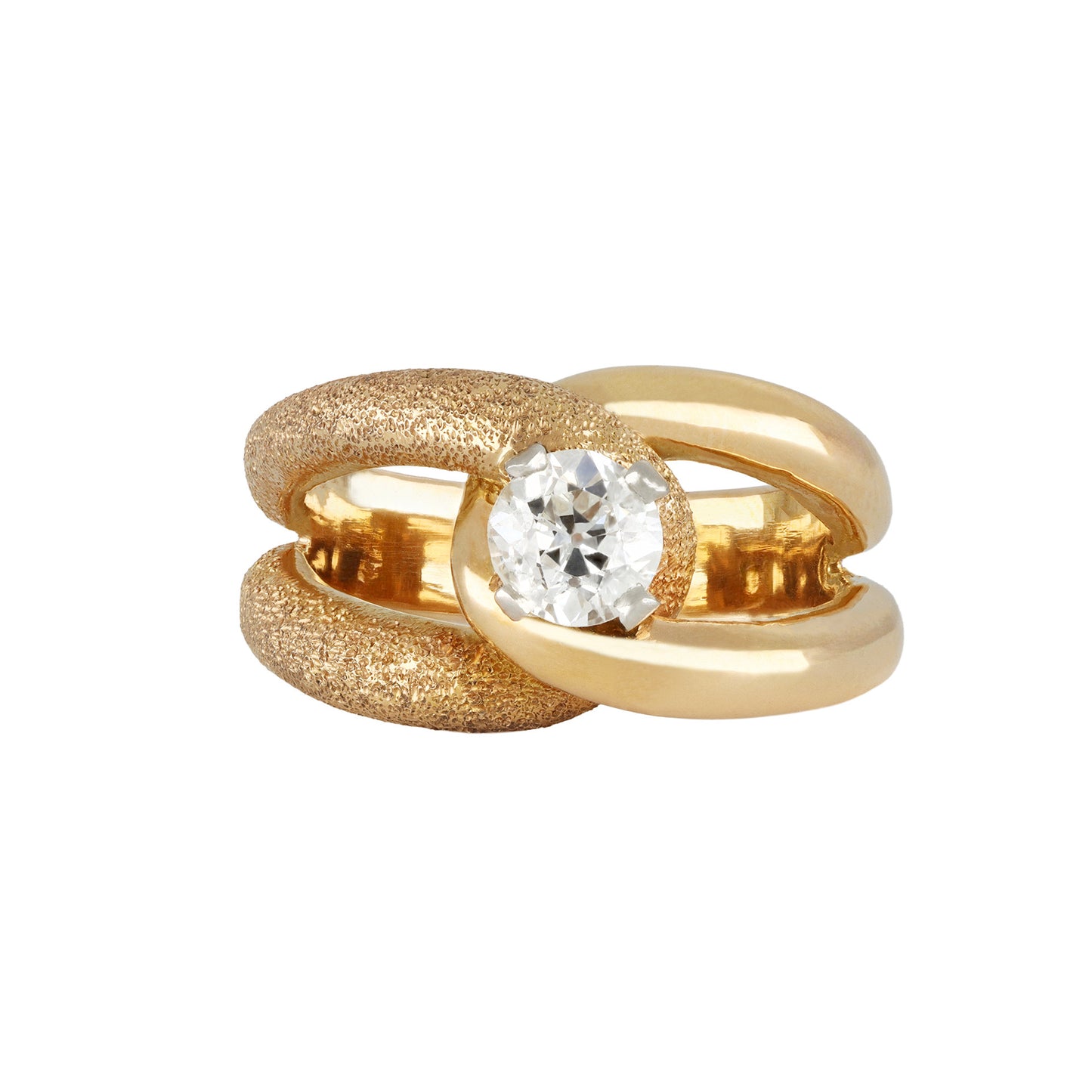 1940s 18KT Rose Gold Diamond Ring front
