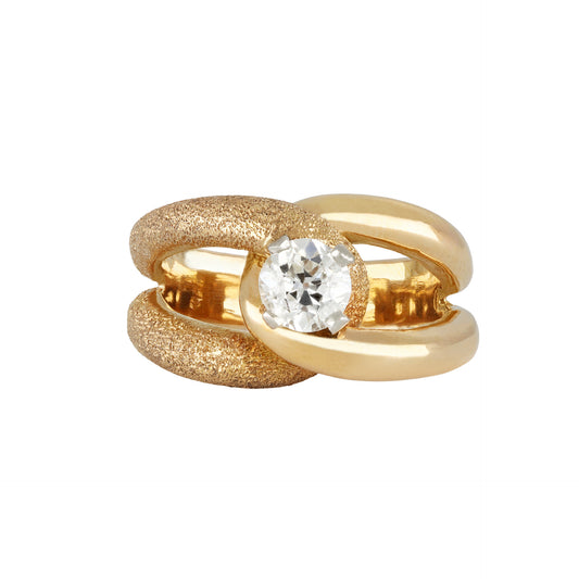 1940s 18KT Rose Gold Diamond Ring front