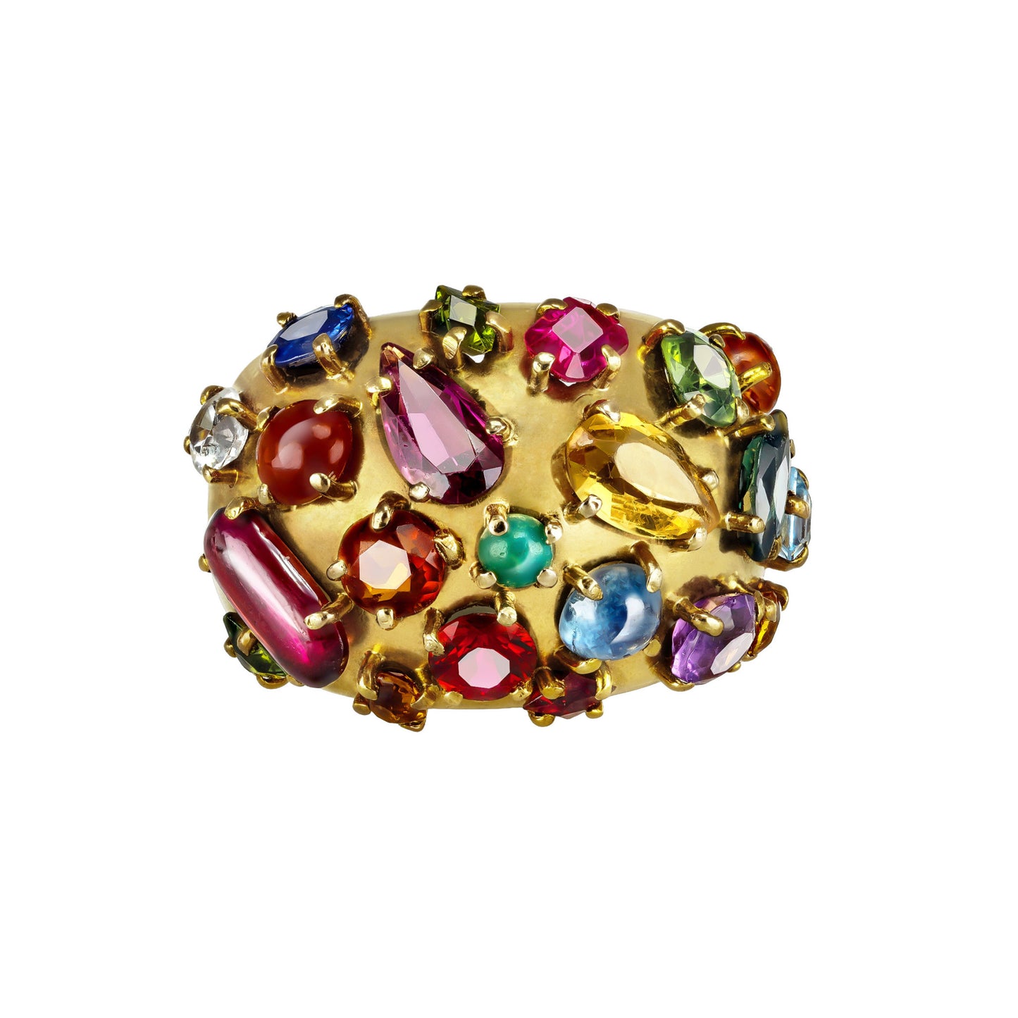 1950s 18KT Yellow Gold Multigem Ring front