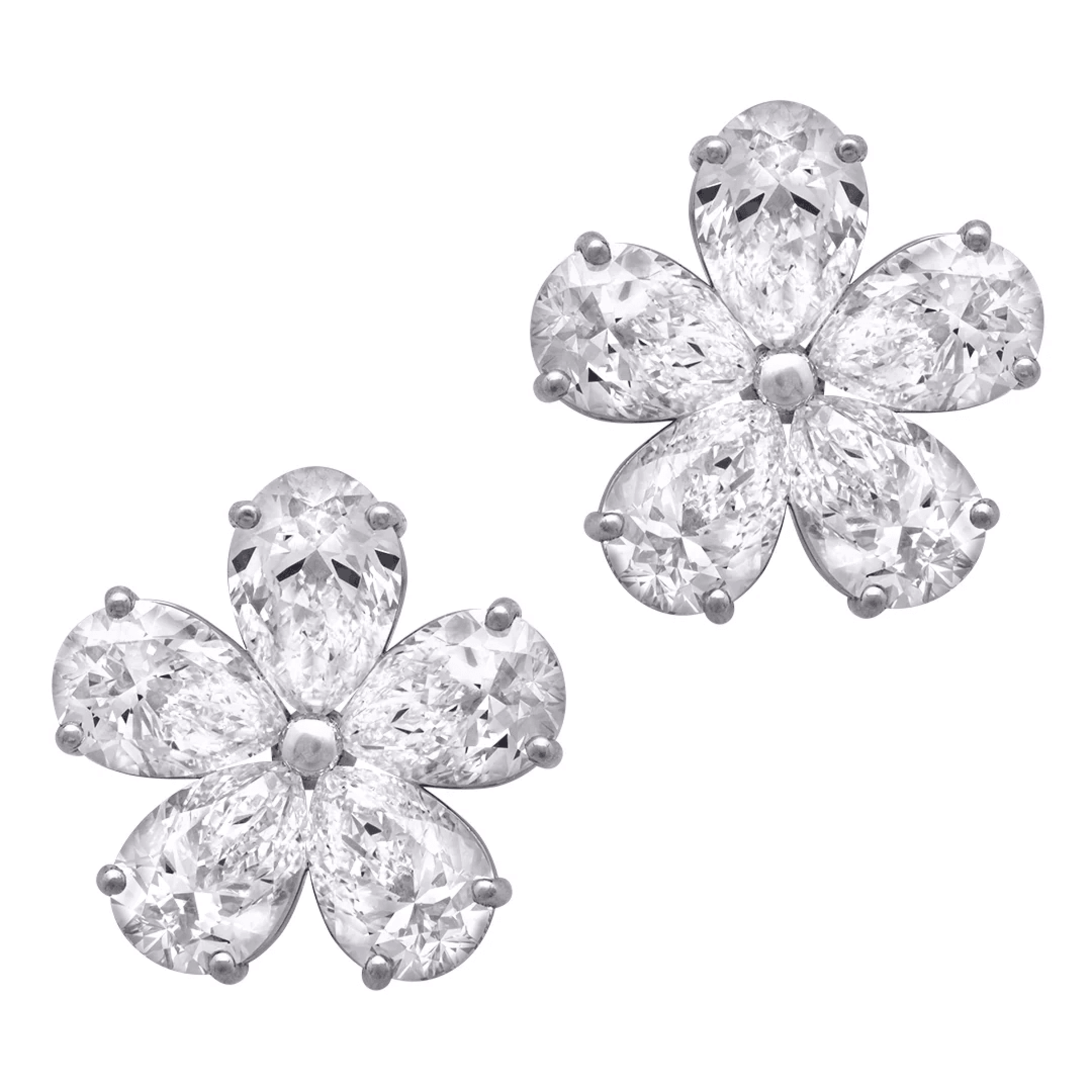 Contemporary Platinum Diamond Earrings front