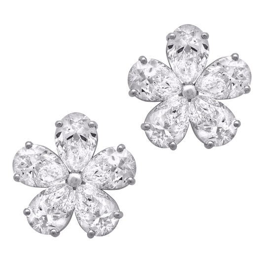 Contemporary Platinum Diamond Earrings front