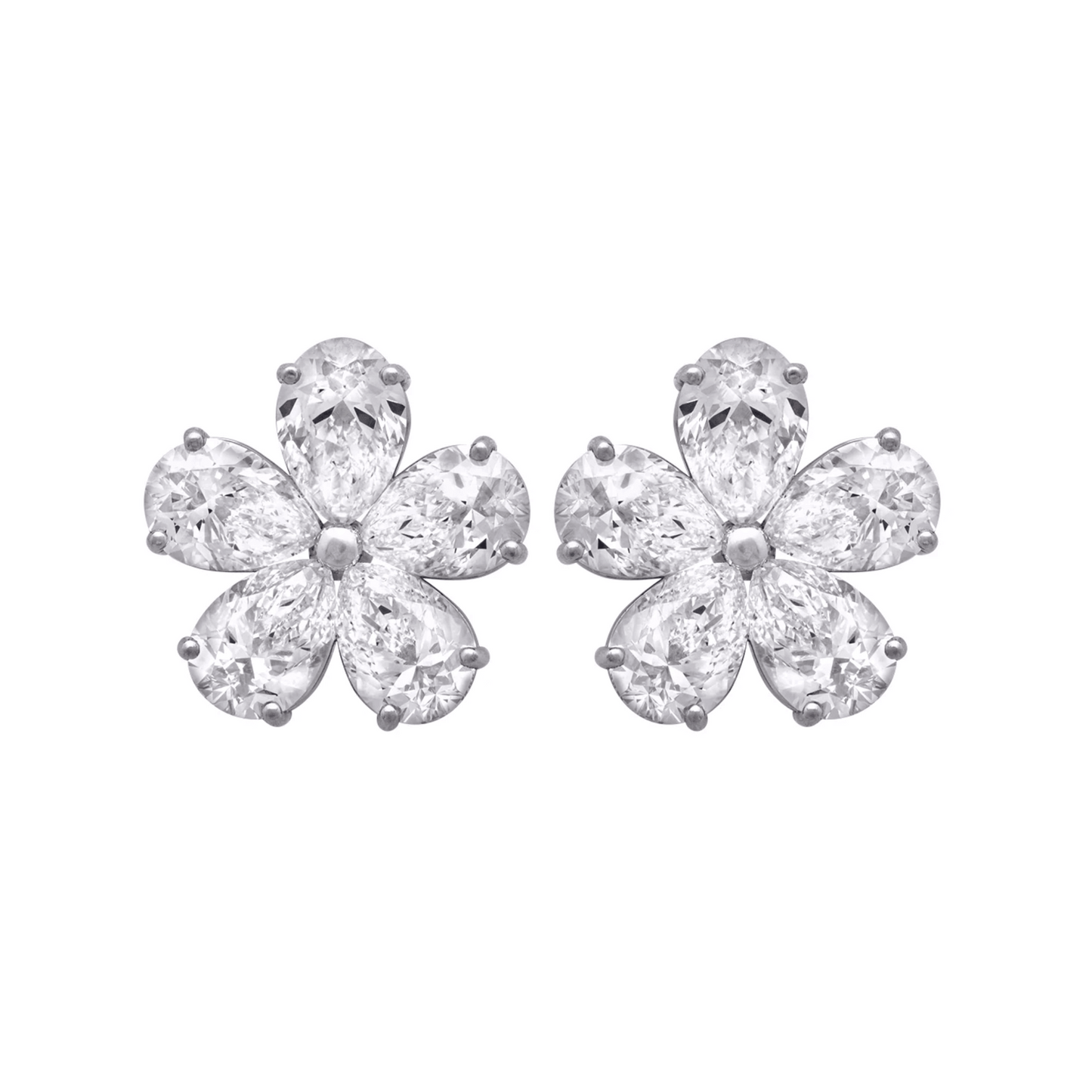 Contemporary Platinum Diamond Earrings front