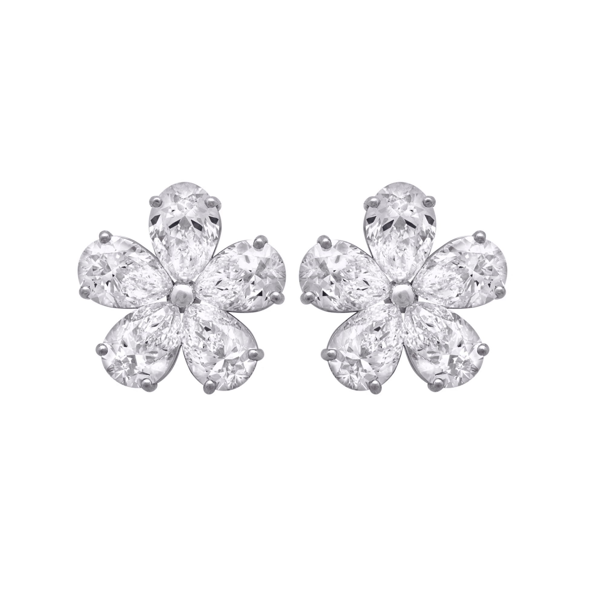 Contemporary Platinum Diamond Earrings front