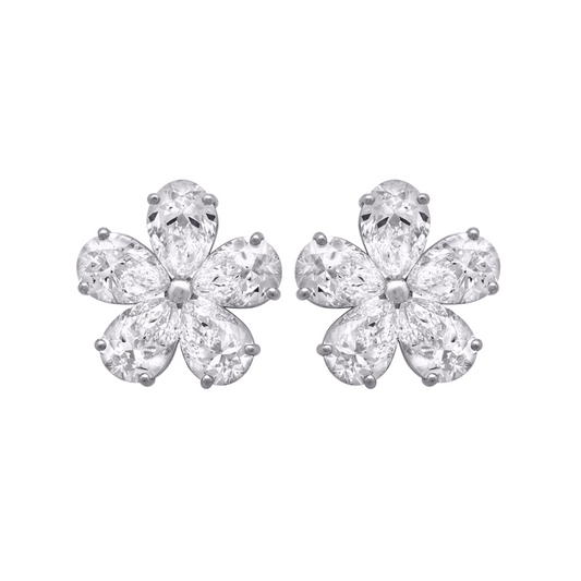 Contemporary Platinum Diamond Earrings front