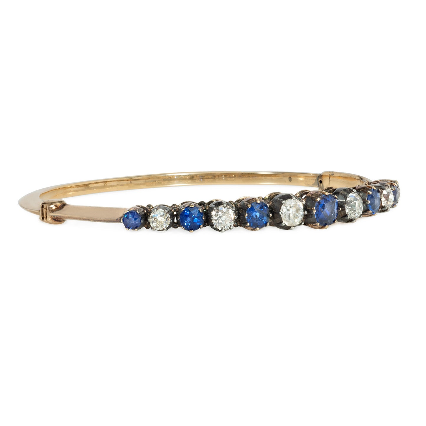 Victorian Silver & 14KT Yellow Gold Sapphire & Diamond Bracelet side