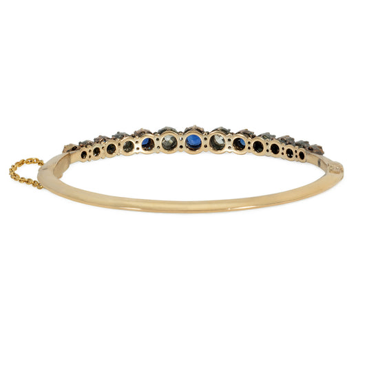 Victorian Silver & 14KT Yellow Gold Sapphire & Diamond Bracelet back