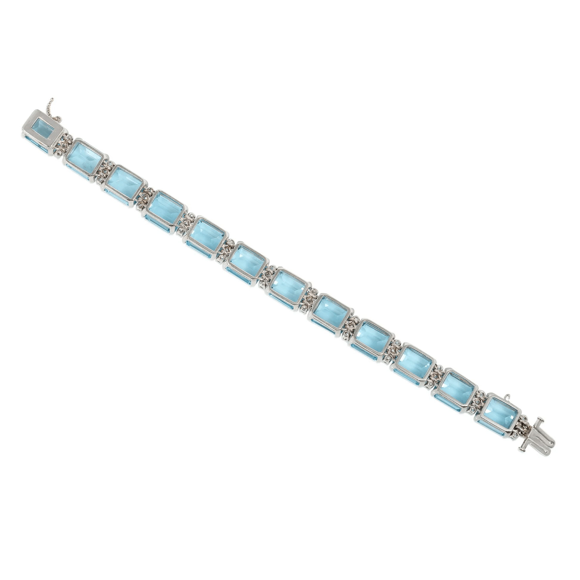 Retro Platinum Aquamarine & Diamond Bracelet back
