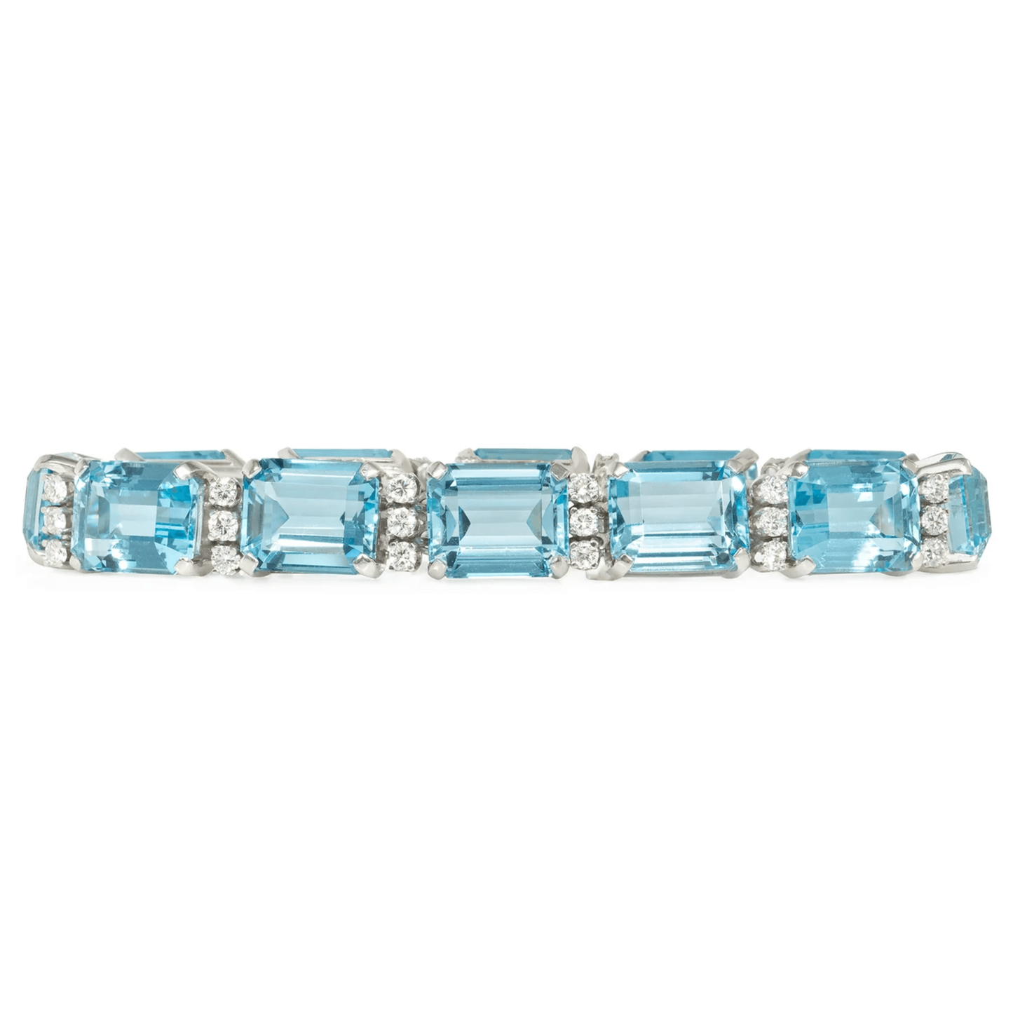 Retro Platinum Aquamarine & Diamond Bracelet front