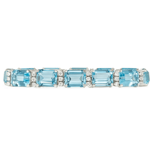 Retro Platinum Aquamarine & Diamond Bracelet front