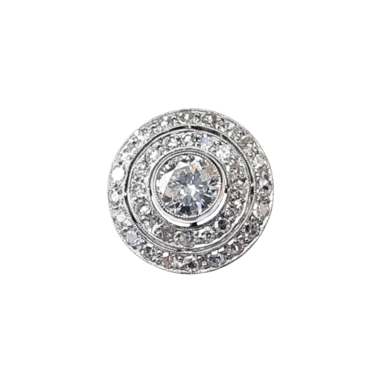 Post-1980s Platinum Diamond Ring front view