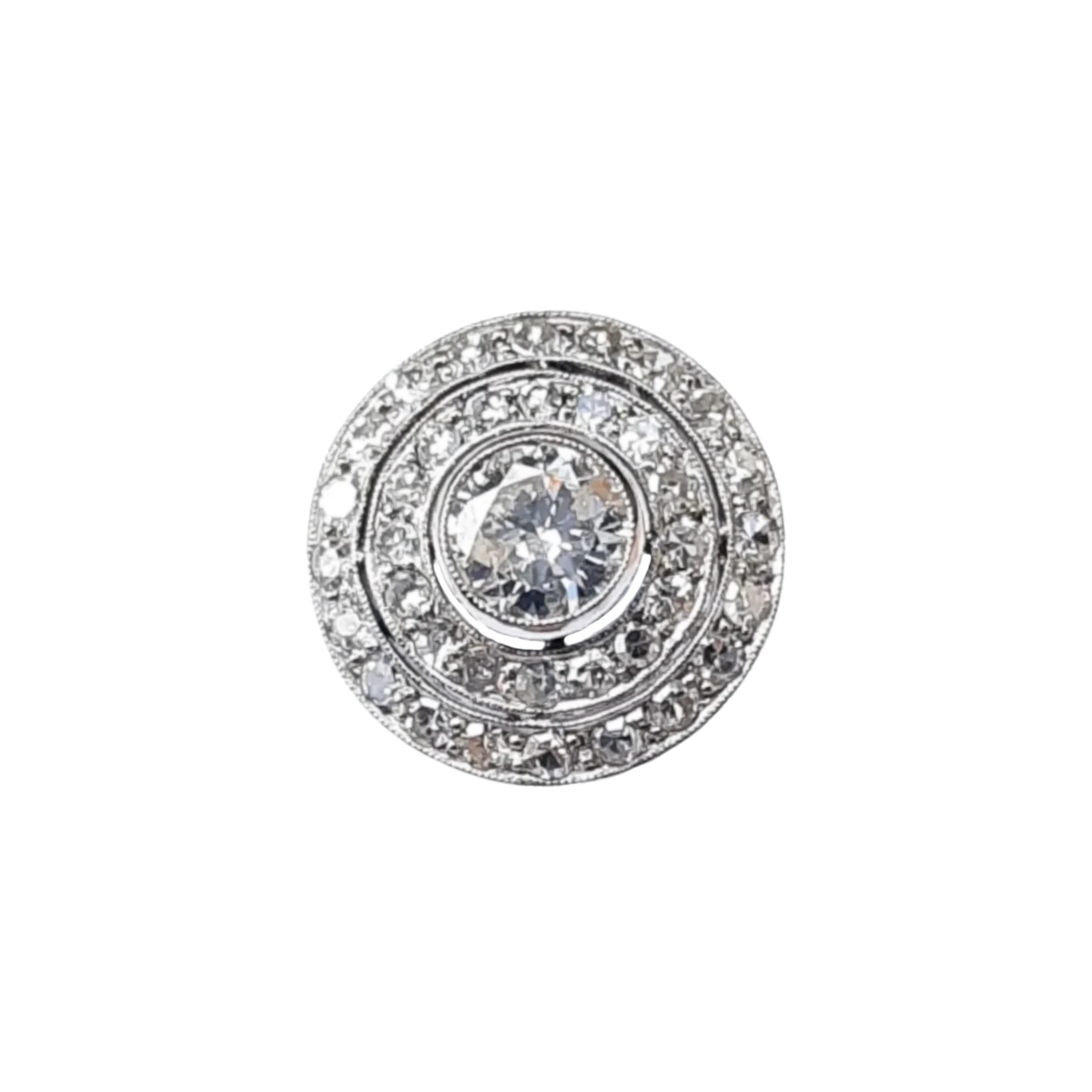 Post-1980s Platinum Diamond Ring front view