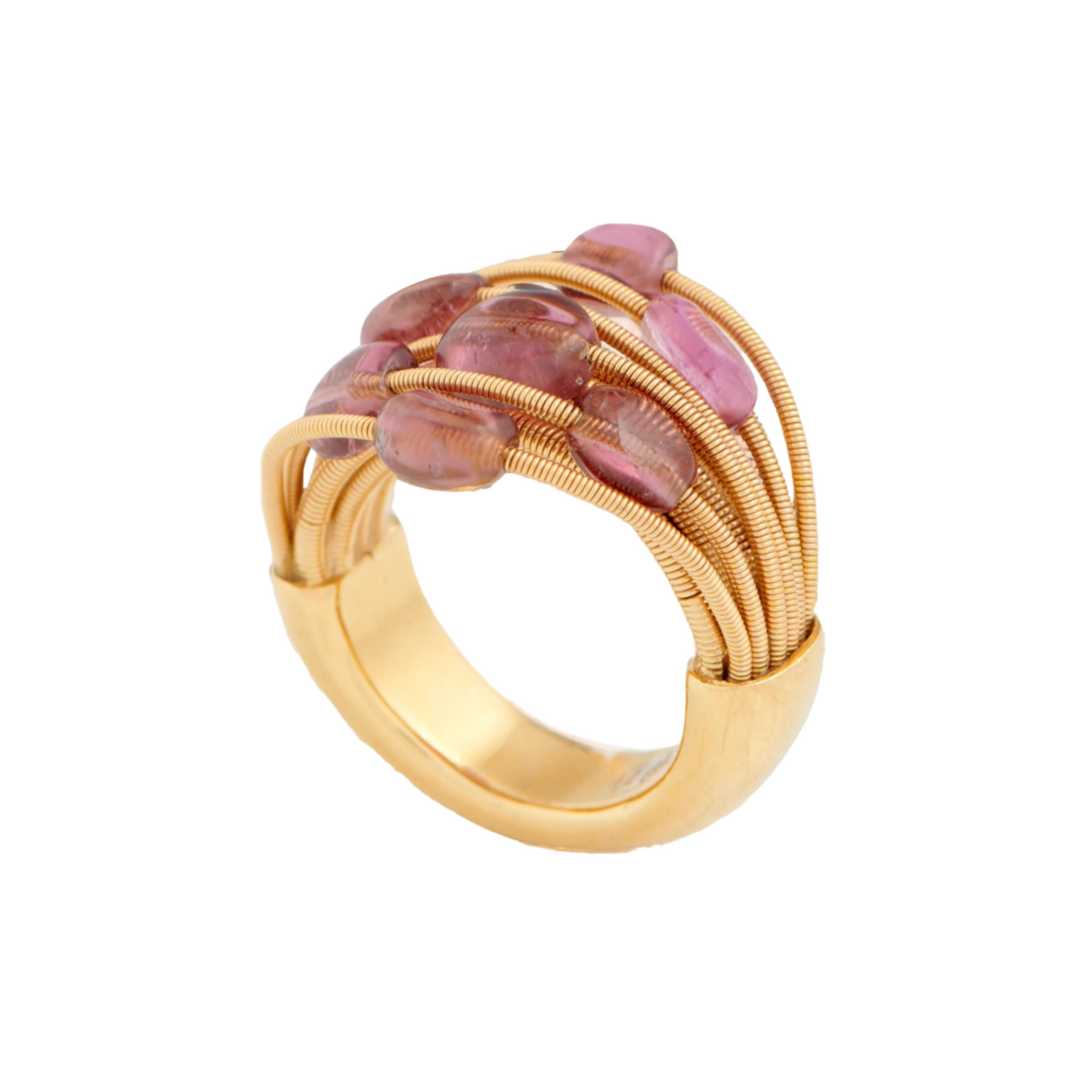 Italian Post-1980s 18KT Yellow Gold Tourmaline Ring
