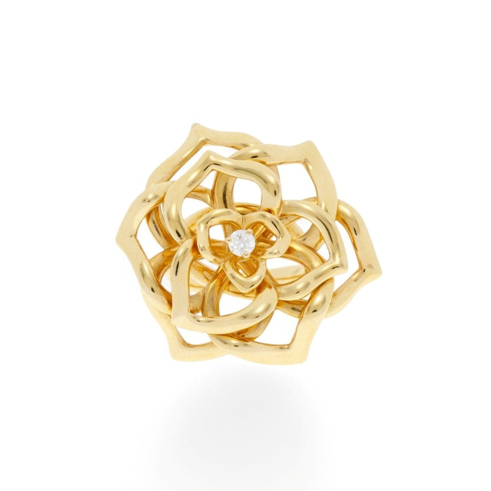 Piaget Post-1980s 18KT Yellow Gold Diamond Flower Ring front