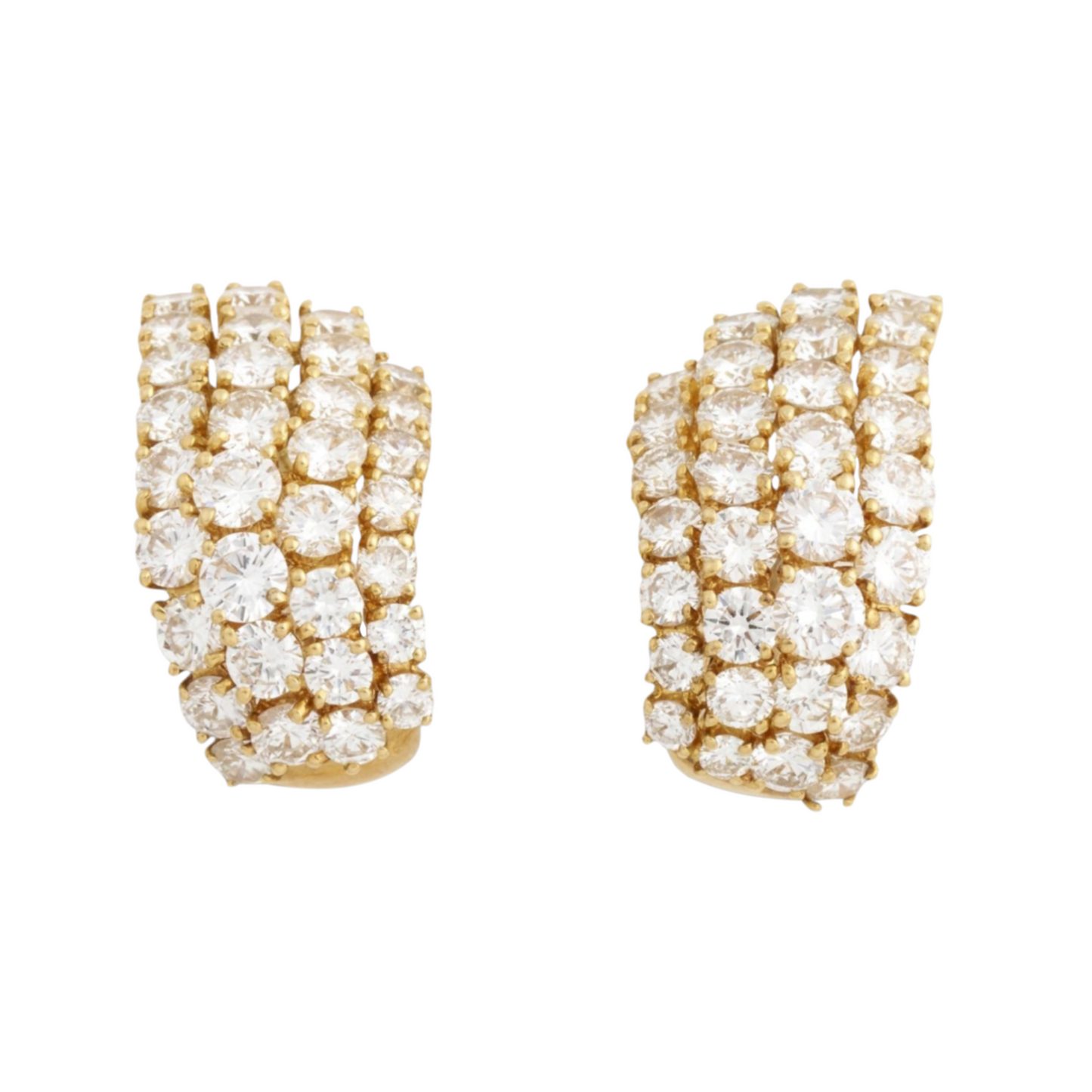 Cartier Paris 1970s 18KT Yellow Gold Diamond Earrings front
