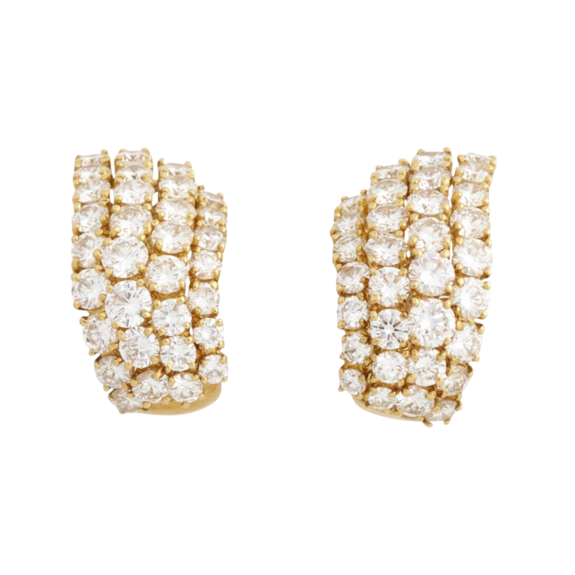 Cartier Paris 1970s 18KT Yellow Gold Diamond Earrings front