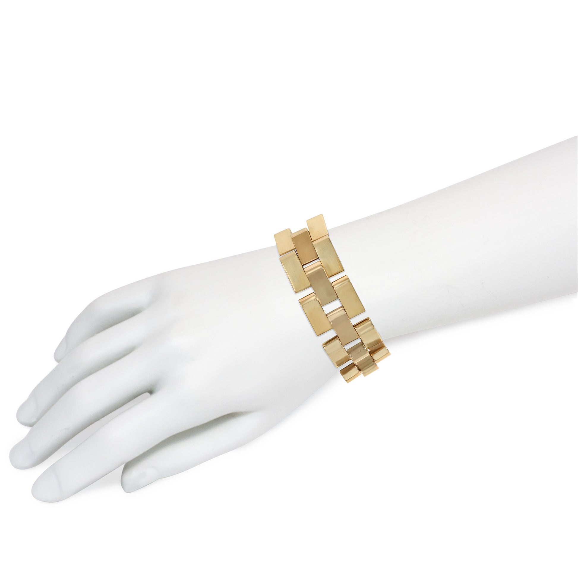 French Retro 18KT Rose & Yellow Gold Bracelet on wrist