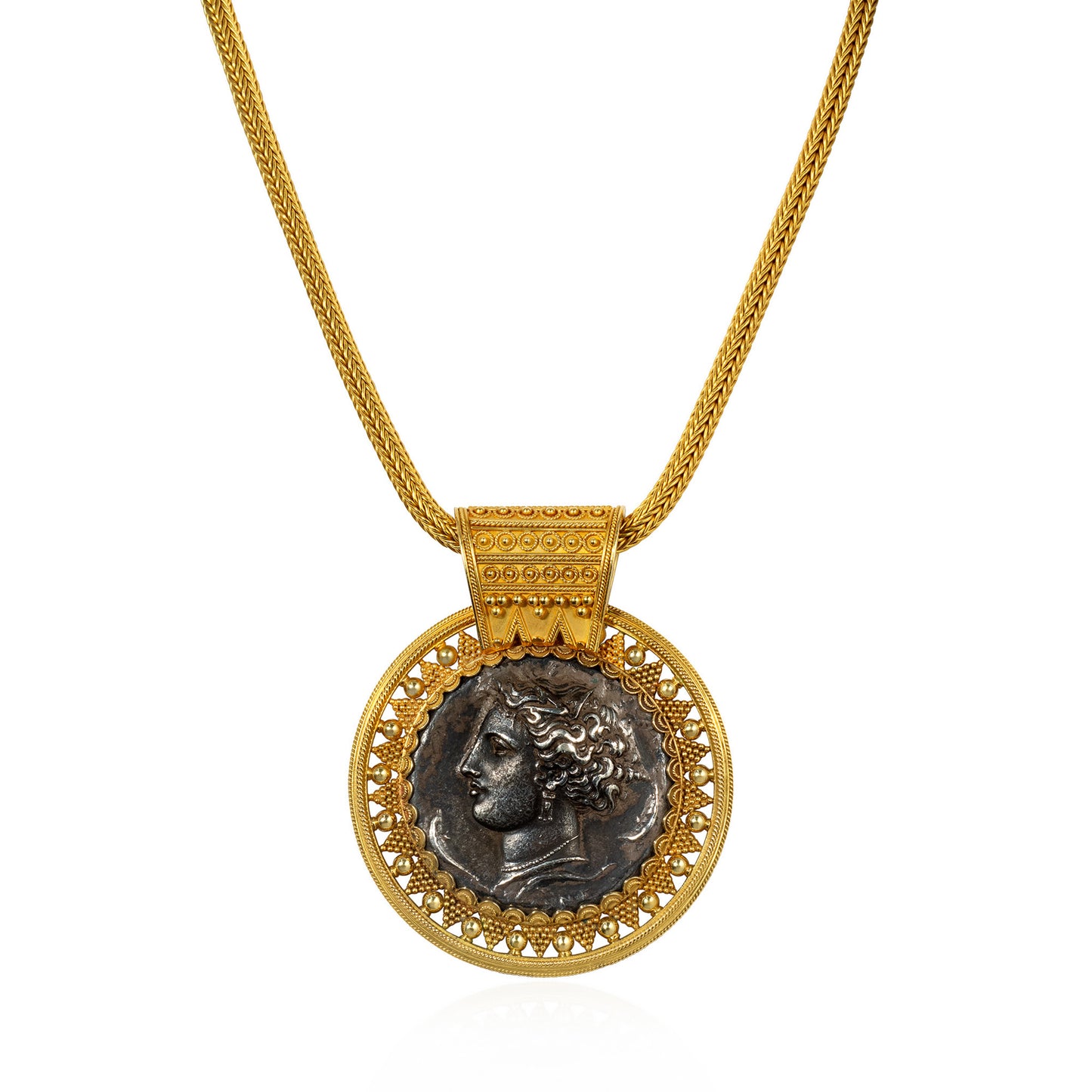 Giuliano Victorian Silver & 18KT Yellow Gold Necklace front