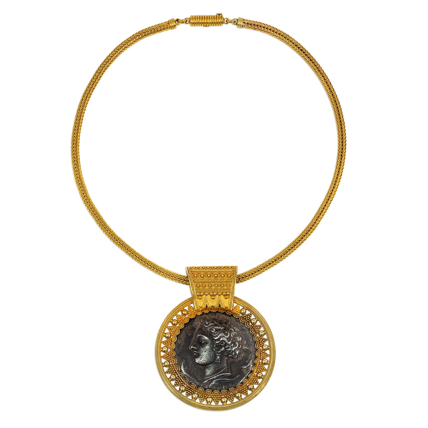 Giuliano Victorian Silver & 18KT Yellow Gold Necklace front