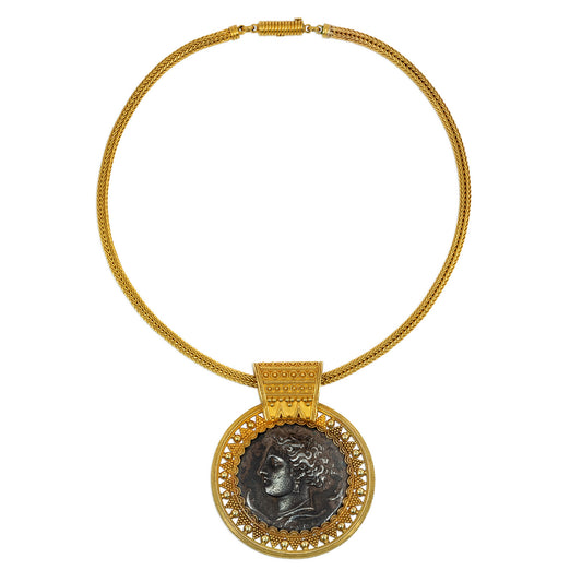 Giuliano Victorian Silver & 18KT Yellow Gold Necklace front