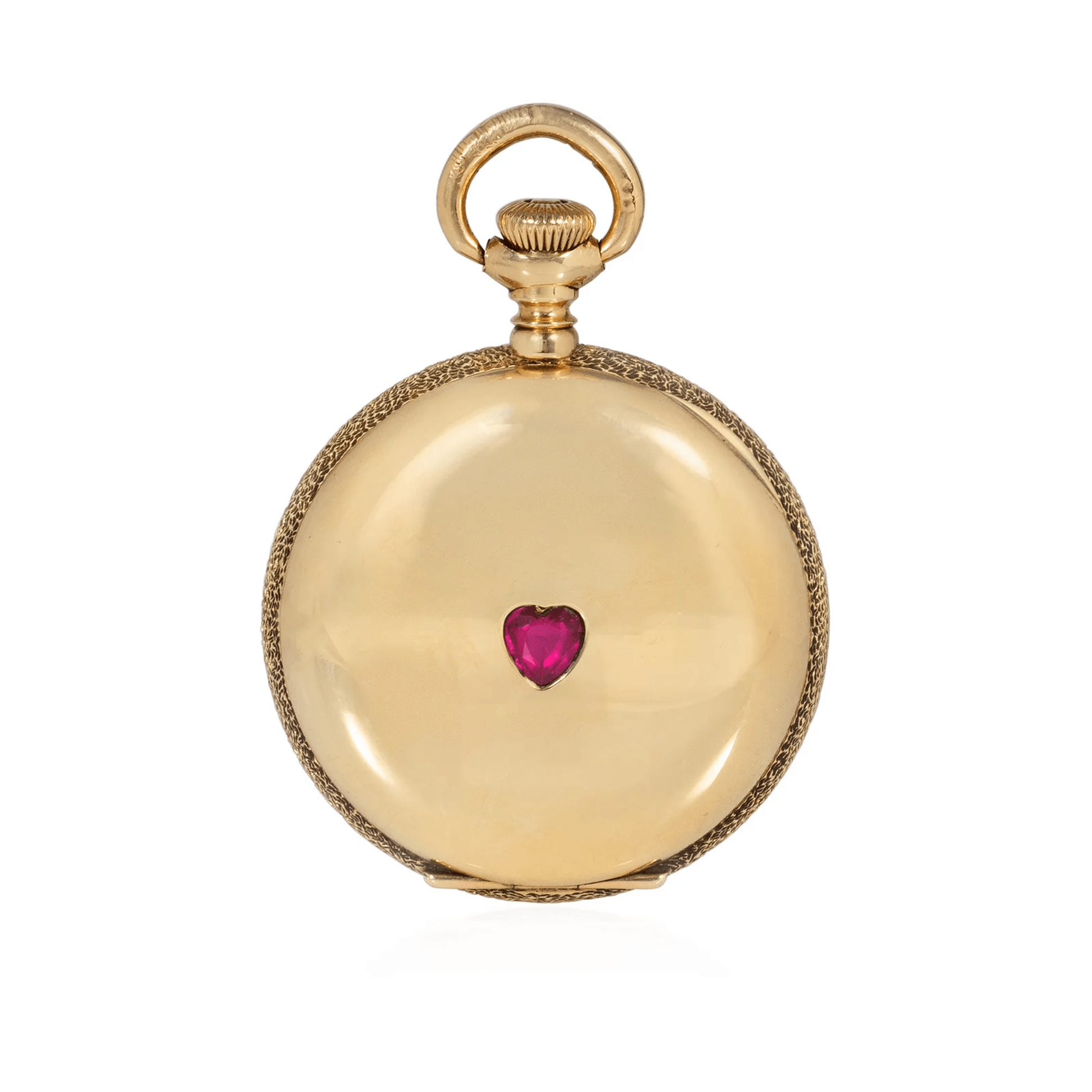 Agassiz Geneva Edwardian 14KT Yellow Gold Ruby & Enamel Watch Pendant front