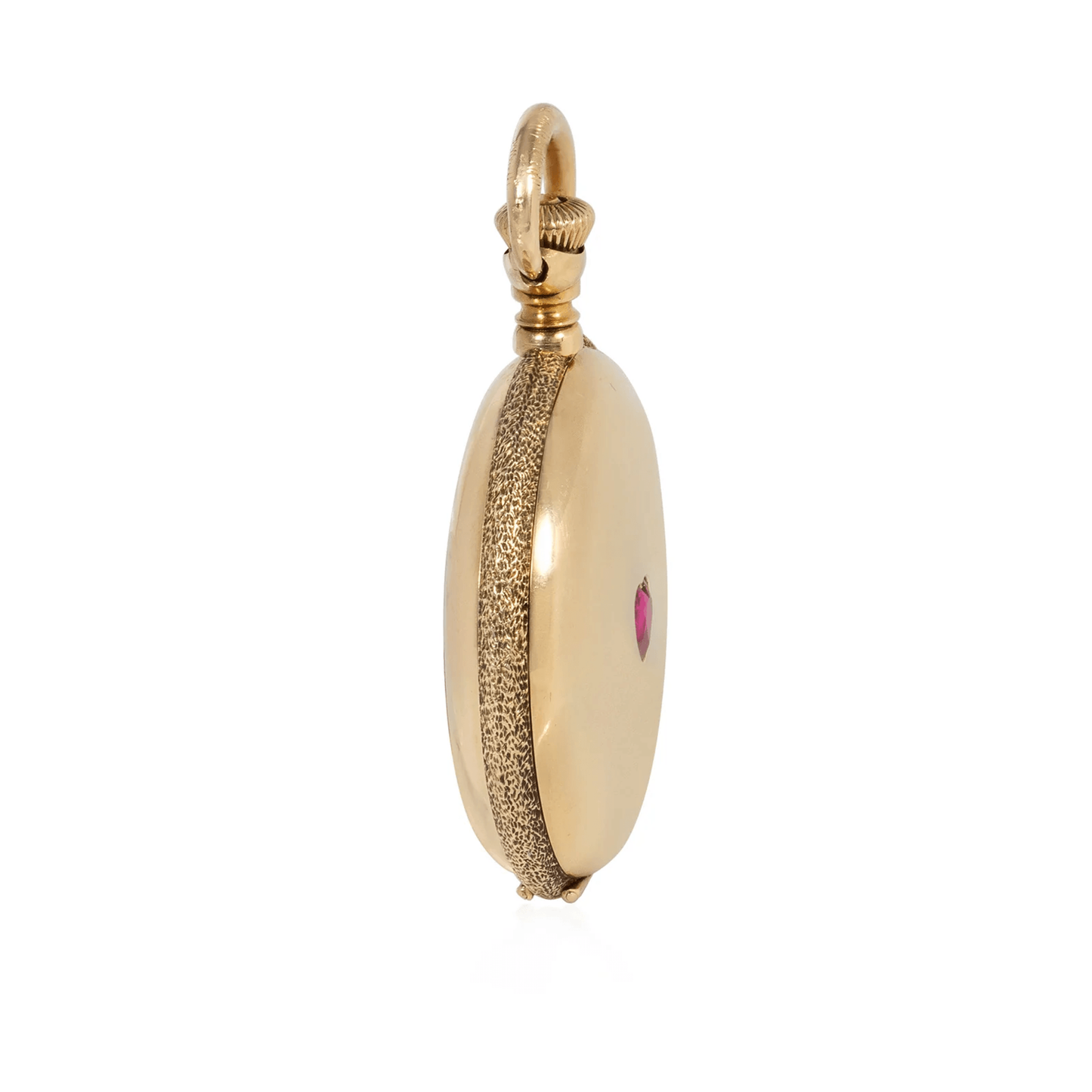 Agassiz Geneva Edwardian 14KT Yellow Gold Ruby & Enamel Watch Pendant side