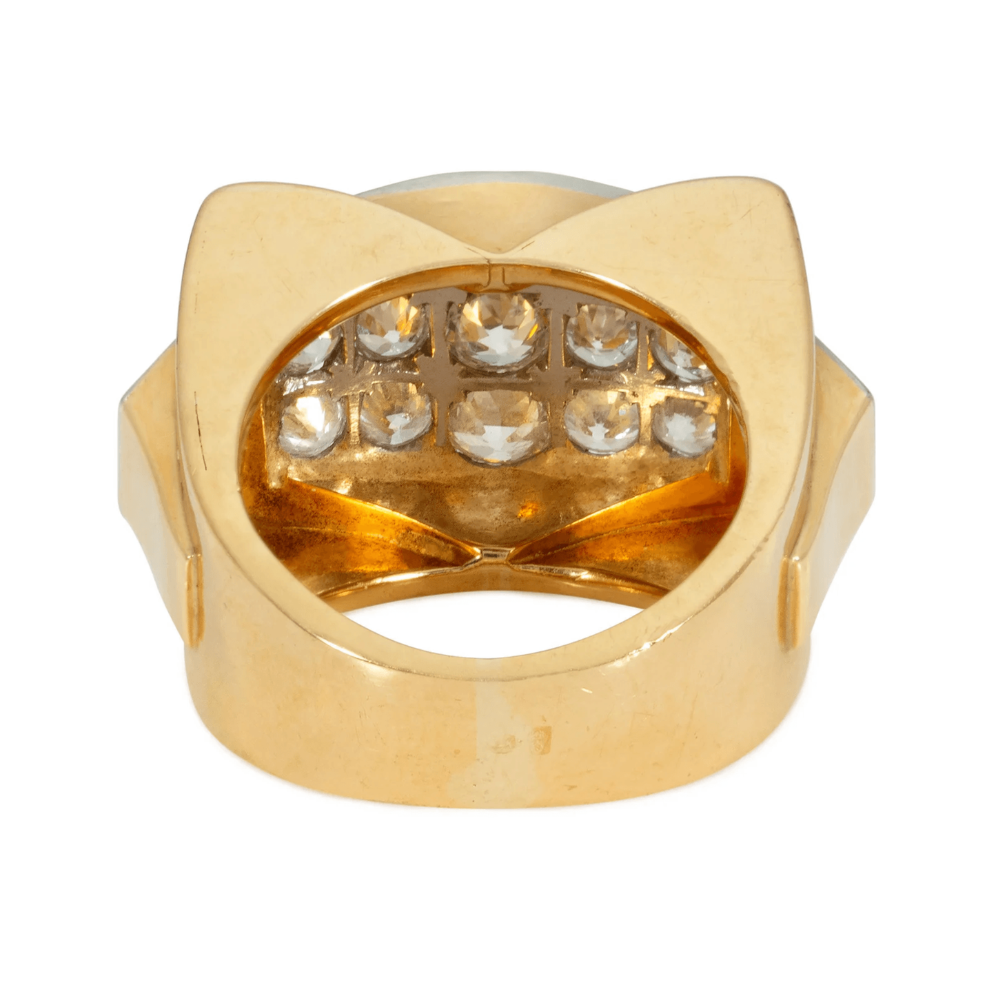 Retro French 18KT Yellow Gold Diamond Ring back