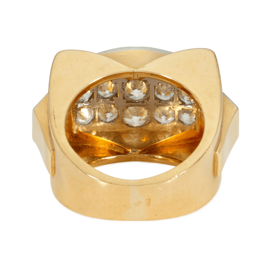 Retro French 18KT Yellow Gold Diamond Ring back