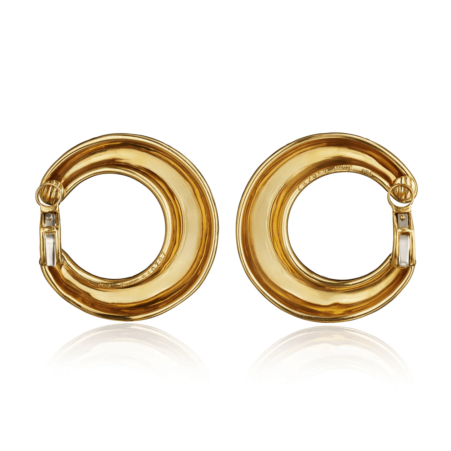 Cartier Paris Post-1980s 18KT Yellow Gold Enamel Earrings back