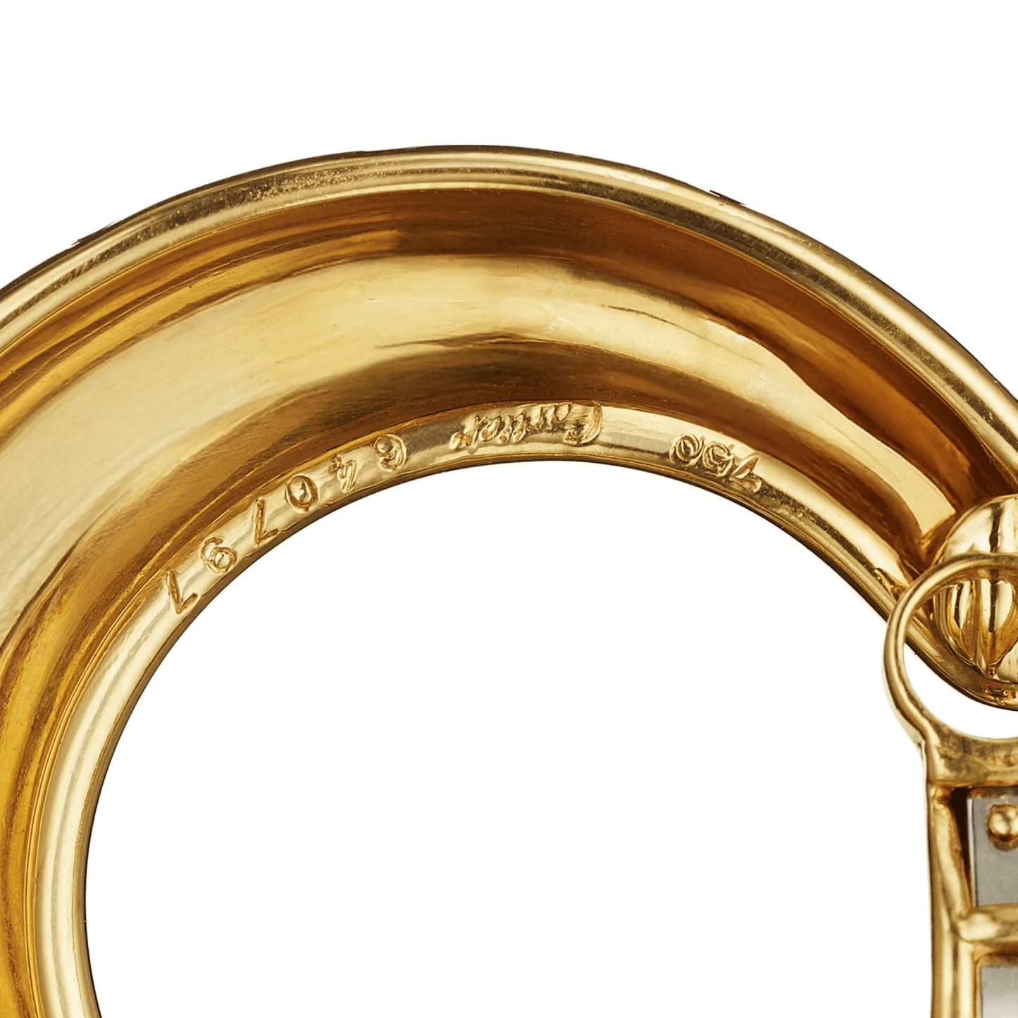 Cartier Paris Post-1980s 18KT Yellow Gold Enamel Earrings signature